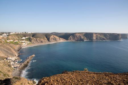 Arrifana Beach and Harbor; Algarve; Portugal; Europe