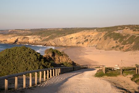 Cliff and Beach at Monte Clerigo; Portugal