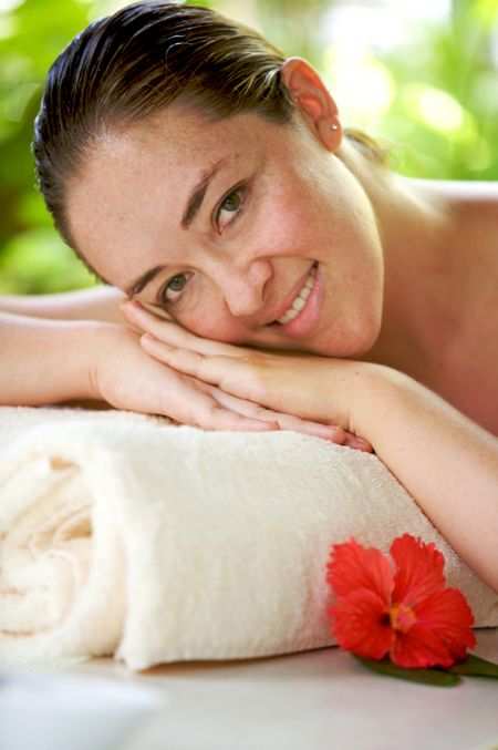 beauty and spa healthy lifestyle portrait of a woman with a towel on her head