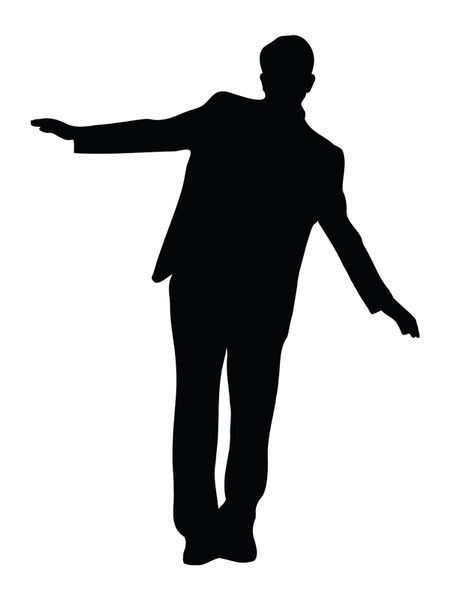 balancing business man silhouette isolated over a white background
