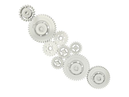 3D cogwheels isolated over a white background
