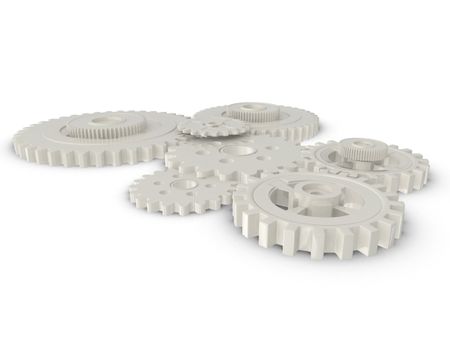 3D flat cogwheels - isolated over a white background