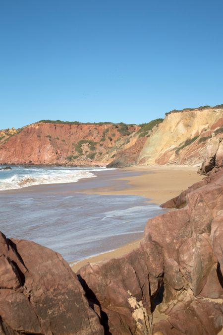 Rocks and Coast at Amado Beach; Portugal; Europe