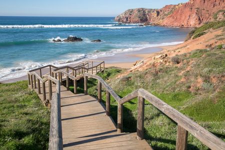 Staircase and Walkway at Amado Beach; Algarve; Portugal