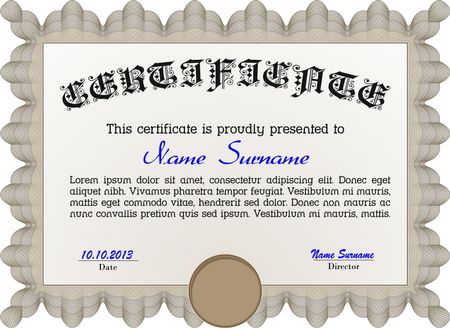 Brown certificate or Diploma template with very complex design