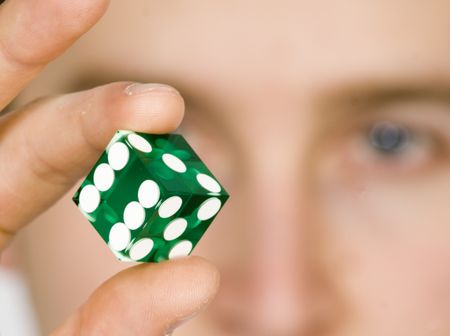 gambling dice with face on background