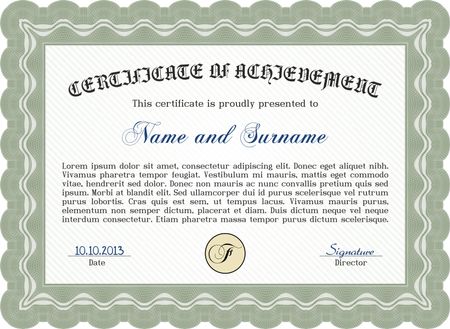Green horizontal certificate template.