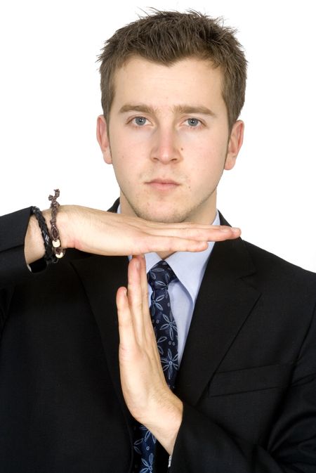 business man time out over white background shot in studio