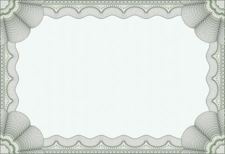 Green isolated frame for certificate, diploma or coupon. Very complex design.