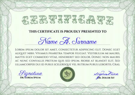Green certificate, diploma or coupon template