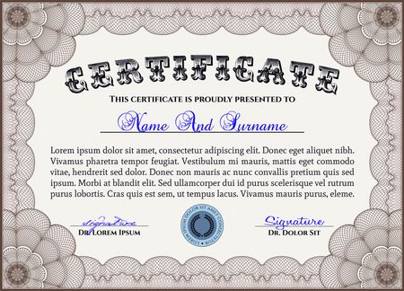 Certificate or diploma template with very complex design