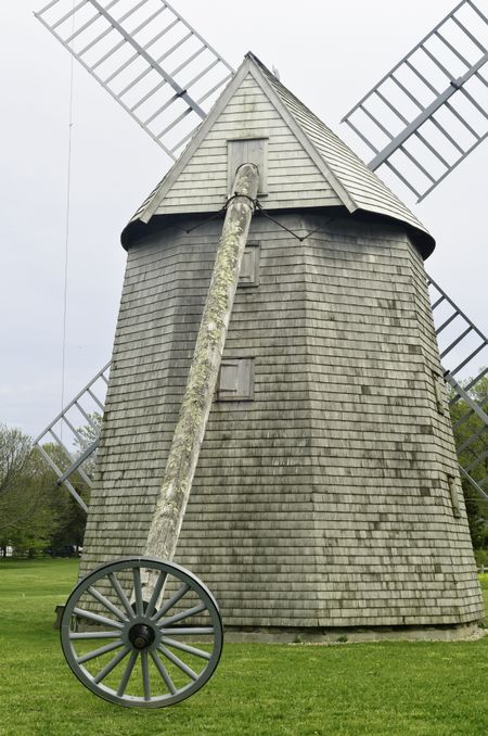 Old Higgins Farm Windmill, built in 1795 and restored in 1970s, listed on National Register of Historic Places, Drummer Boy Park, West Brewster, MA