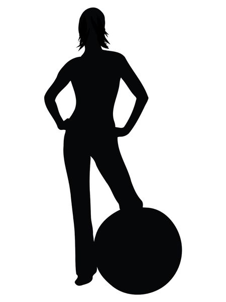 woman with a pilates ball silhouette illustration isolated over a white background