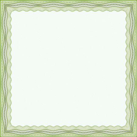 Green certificate or diploma template frame