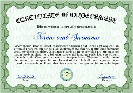 Green certificate, diploma or coupon template.