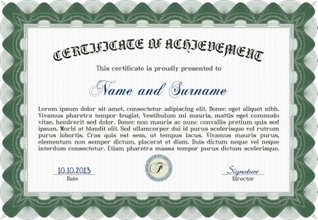 Green certificate, diploma or coupon template.
