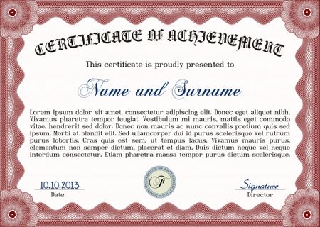 Red certificate, diploma or coupon template.