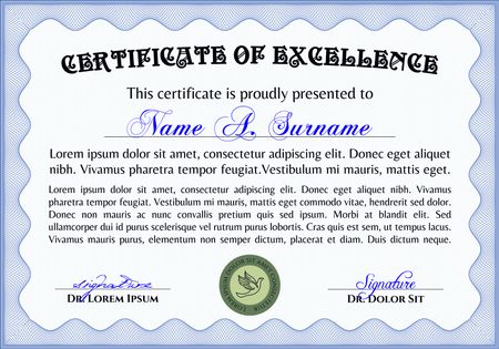 Blue horizontal certificate template