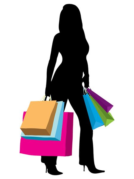 woman silhouette illustration with shopping bags isolated over a white background
