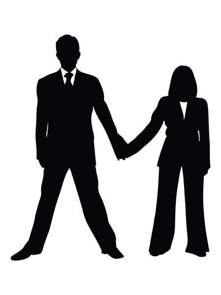 business couple silhouette isolated over a white background