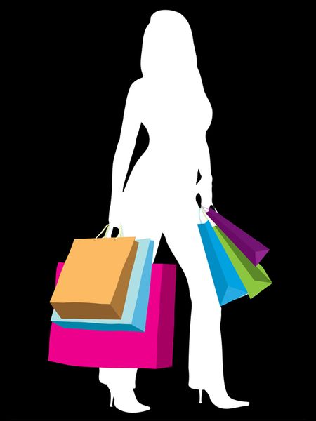 woman silhouette illustration with shopping bags isolated over a white background