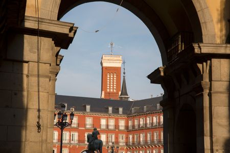 Santa Cruz Church Tower; Plaza Mayor Square; Madrid; Spain