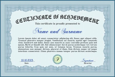 Blue horizontal certificate template