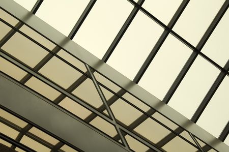 Glass and steel reflecting skylight
