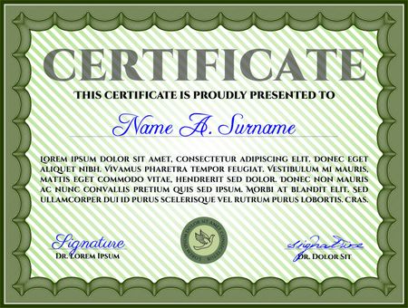Green certificate, diploma or coupon template