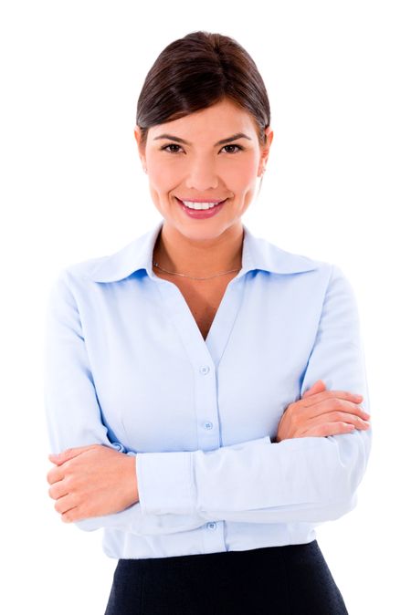 Successful business woman - isolated over a white background