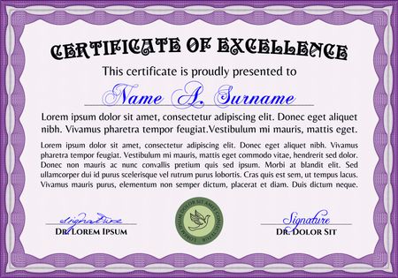 Horizontal certificate of excellence (template) 