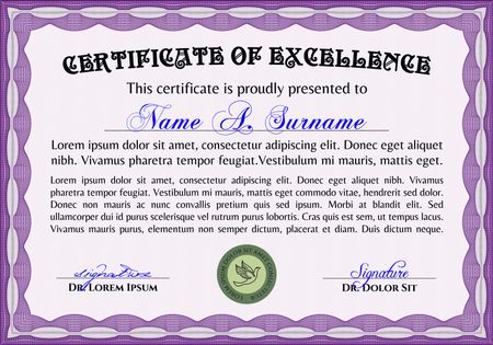 Horizontal certificate of excellence (template)