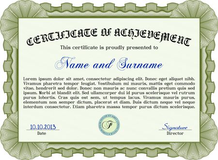 Green diploma or certificate template