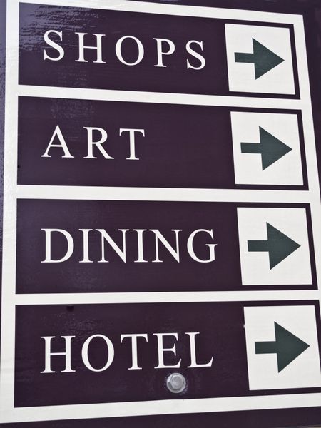 Directional sign for tourists and other visitors in town