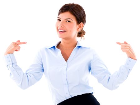 Successful business woman confident on herself - isolated over white