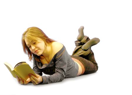 Girl reading on the floor