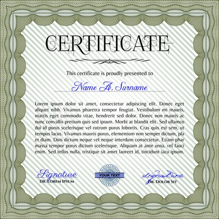 Green certificate or diploma template