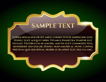 Golden label with sample text