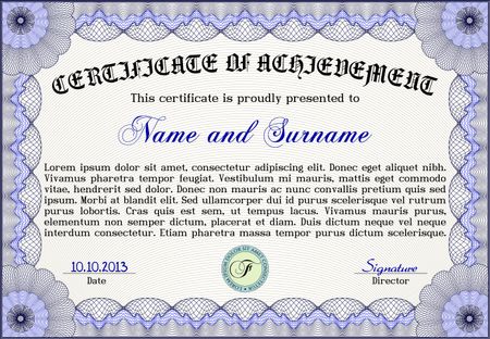 Blue horizontal certificate template