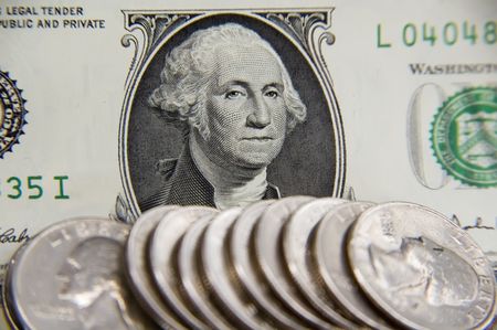 Close-up of George Washington's face on U.S. dollar bill, with focus on eyes