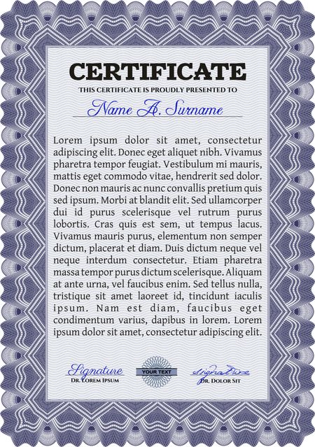 Blue vertical certificate template