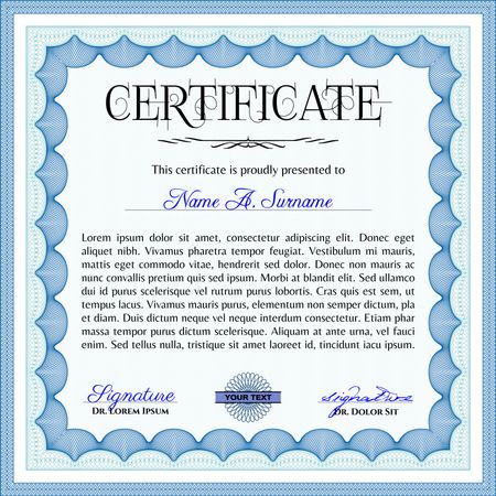 Blue certificate template