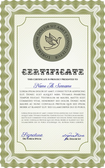 Green vertical certificate template