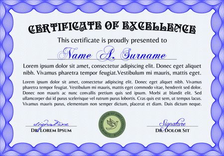 Horizontal certificate template