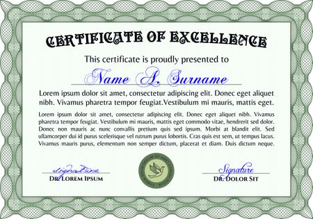 Green horizontal certificate template