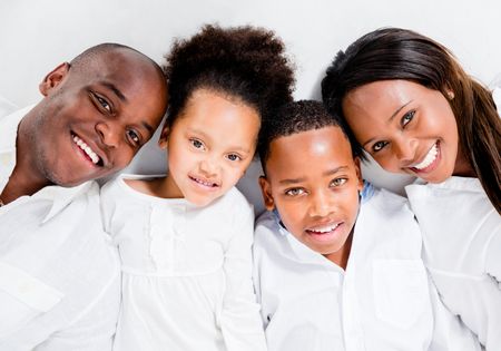 Beautiful portrait of family looking very happy and smiling 