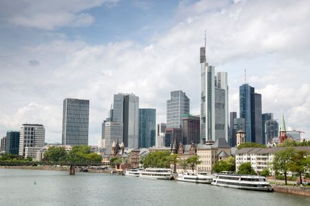 Cityscape with Boat Cruise; Frankfurt; Germany