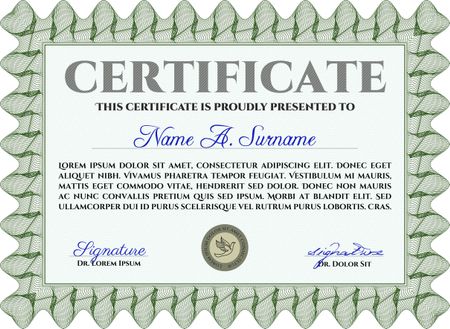 Green horizontal certificate template