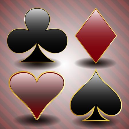 Spade, diamond, clover and heart, suit poker cards objects