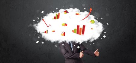 Modern business man with a graph cloud head concept